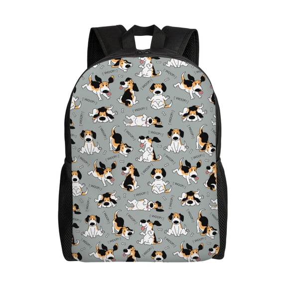 Defioc Funny Beagle Active Dog Print Backpack -Travel,or Work Bookbag Daypacks with 15-Inch Laptop Sleeve and Dual Water Bottle Pockets