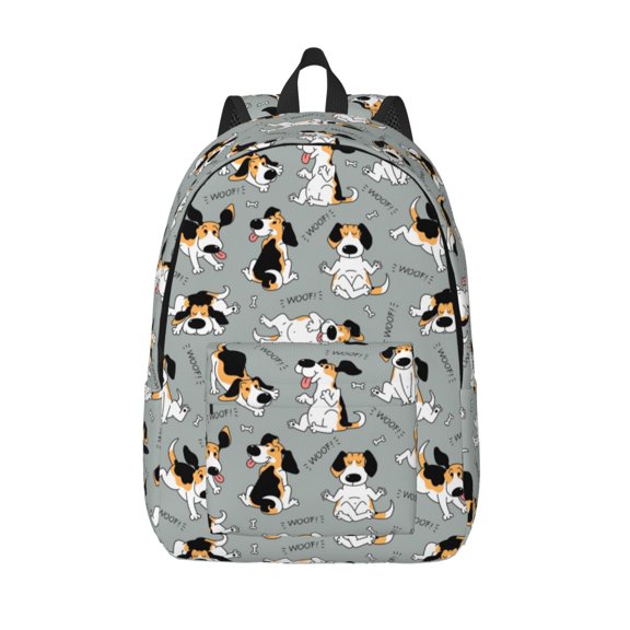 Defioc Funny Beagle Active Dog for Canvas Backpack,Travel Rucksack Unisex Knapsack Laptop Backpack for Work & College -Medium