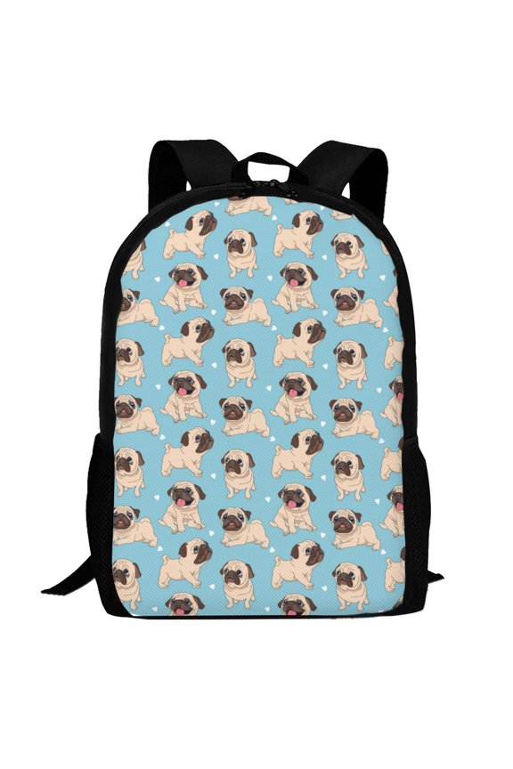 Funny Cartoon Pugs Pattern Carry on Backpack,16.5x12.5x5.5 Personal Item Bag Carry On Backpack Water Resistant Lightweight Daypack