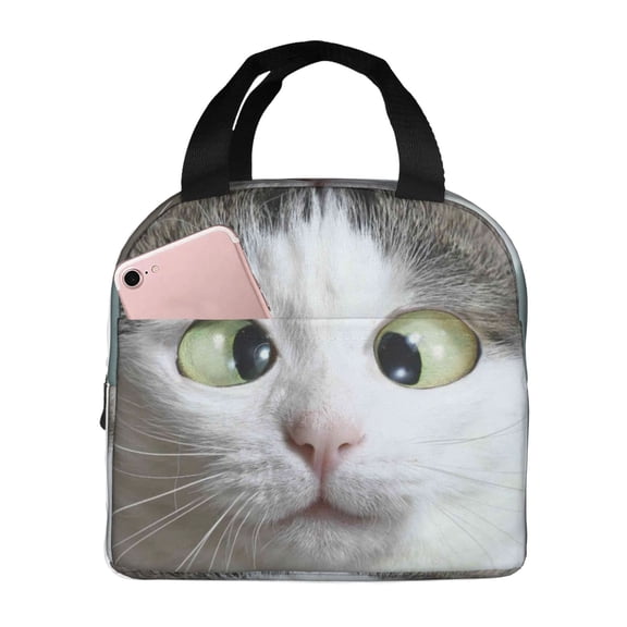 Defioc Funny Cat Print Lunch Box,Lunch Bag for Women Men Reusable Insulated Lunch Tote for Work/Office/Picnic/Travel