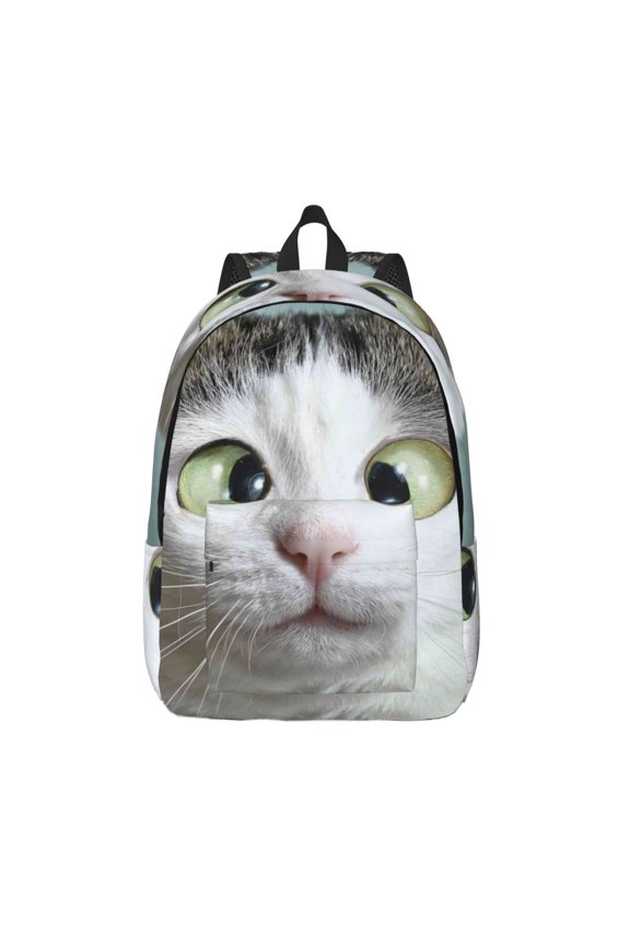 Funny Cat for Canvas Backpack,Travel Rucksack Unisex Knapsack Laptop Backpack for Work & College -Small