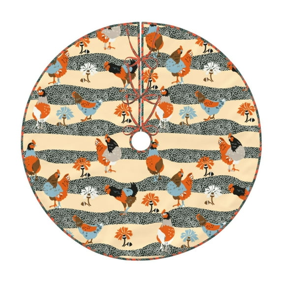 Defioc Funny Chicken for Christmas Tree Skirt Snowman Xmas Tree Skirt Farmhouse Christmas Decorations Tree Mat for Holiday Party Decor-30"