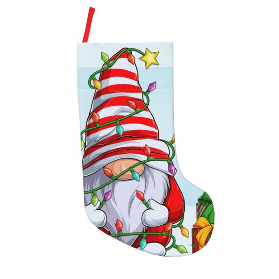 Defioc Funny Christmas Gnome for Christmas Stockings 18" Personalized Holiday Stocking for Family, Farmhouse Decor, Xmas Tree Decoration, 1 Pack