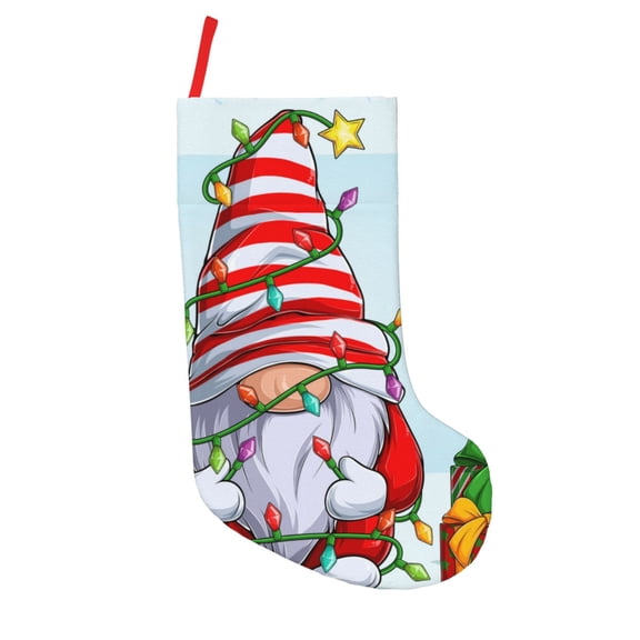 Defioc Funny Christmas Gnome for Christmas Stockings 18" Personalized Holiday Stocking for Family, Farmhouse Decor, Xmas Tree Decoration, 1 Pack