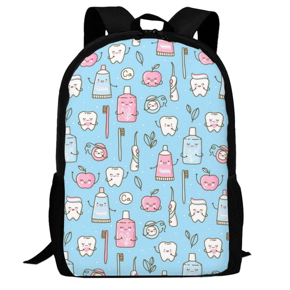 Defioc Funny Cute Teeth Pattern Carry on Backpack,16.5x12.5x5.5 Personal Item Bag Carry On Backpack Water Resistant Lightweight Daypack