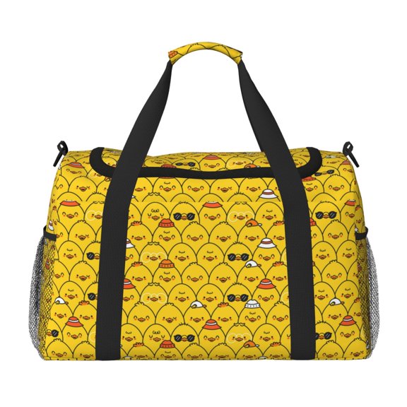 Defioc Funny Ducks Print Hand Travel Bag - Foldable Travel Duffel Bags for Men Women -Sport Gym Bag - Overnight Travel Duffel Bag - Adjustable Shoulder Strap
