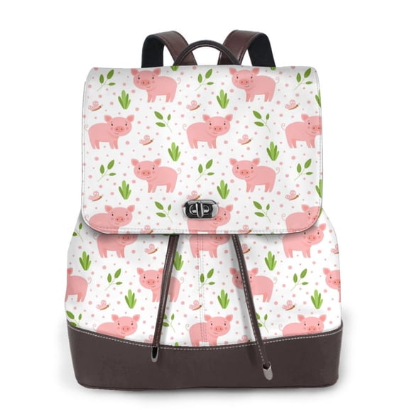 Defioc Funny Little Pigs Print PU Leather Backpack,Backpack Purse for Women Fashion Multipurpose Design Handbag Ladies Bags Travel Backpack