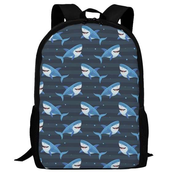 Defioc Funny Sharks Pattern Carry on Backpack,16.5x12.5x5.5 Personal Item Bag Carry On Backpack Water Resistant Lightweight Daypack