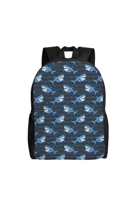 Funny Sharks Print Backpack -Travel,or Work Bookbag Daypacks with 15-Inch Laptop Sleeve and Dual Water Bottle Pockets