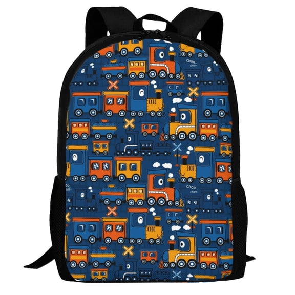 Defioc Funny Steam Train Pattern Carry on Backpack,16.5x12.5x5.5 Personal Item Bag Carry On Backpack Water Resistant Lightweight Daypack