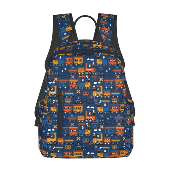 Defioc Funny Steam Train Pattern Travel Laptop Backpack,Lightweight Backpack Travel Hiking Daypack Backpack Work Bag for Men Women
