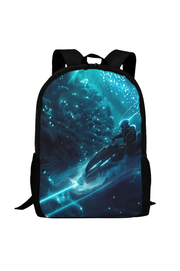 Futuristic Jet Ski Adventure Pattern Carry on Backpack,16.5x12.5x5.5 Personal Item Bag Carry On Backpack Water Resistant Lightweight Daypack