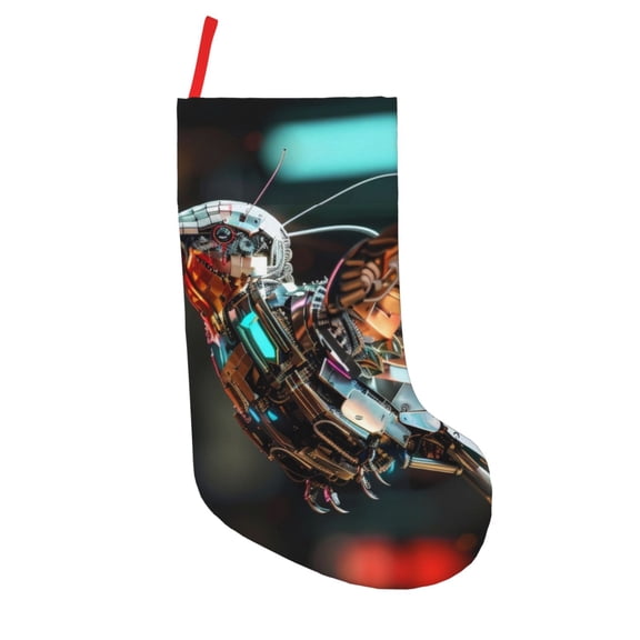 Defioc Futuristic Robot Hummingbird for Christmas Stockings 18" Personalized Holiday Stocking for Family, Farmhouse Decor, Xmas Tree Decoration, 1 Pack
