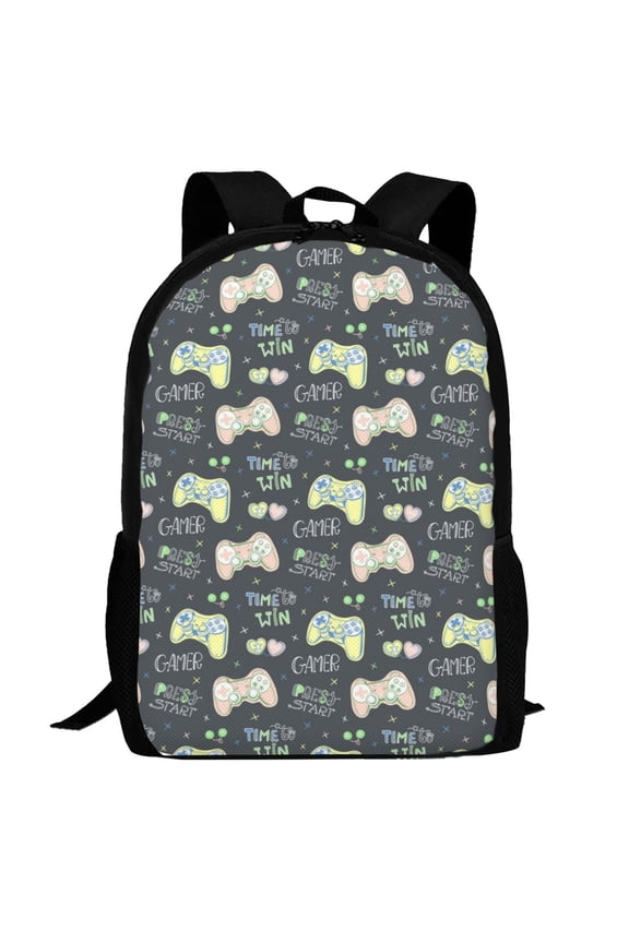 Gamers Pattern Carry on Backpack,16.5x12.5x5.5 Personal Item Bag Carry On Backpack Water Resistant Lightweight Daypack