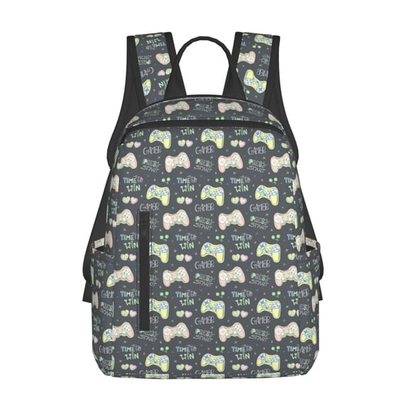 Defioc Gamers Pattern Travel Laptop Backpack,Lightweight Backpack Travel Hiking Daypack Backpack Work Bag for Men Women