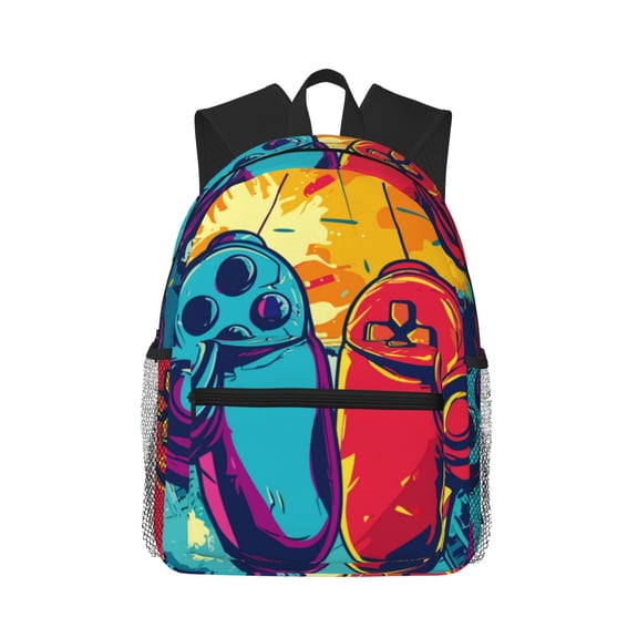 Defioc Gaming Pattern Laptop Backpack for Men and Women,Casual Backpack Dayback Sports Bookbag for Travel Running Hiking