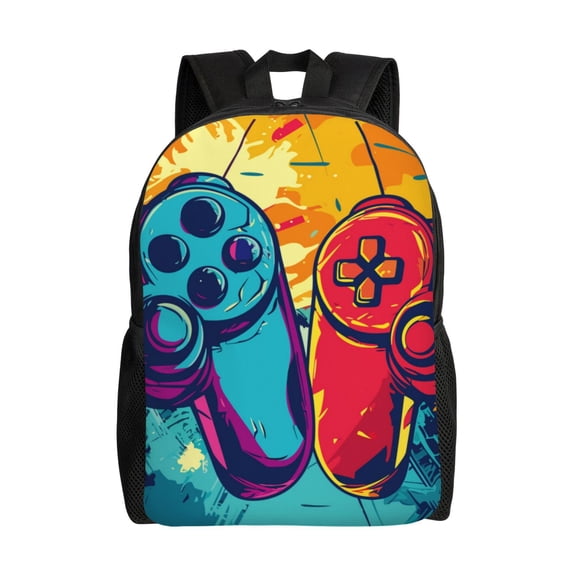 Defioc Gaming Print Backpack -Travel,or Work Bookbag Daypacks with 15-Inch Laptop Sleeve and Dual Water Bottle Pockets