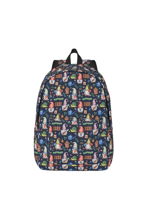 Garden Gnomes for Canvas Backpack,Travel Rucksack Unisex Knapsack Laptop Backpack for Work & College -Small