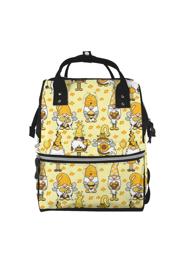 Garden Honeybee Gnomes for Baby Diaper Bag Backpack - Baby Bag for Boys & Girls - Diaper Backpack - Large Travel Diaper Bags- Baby Registry Search & Shower Gifts