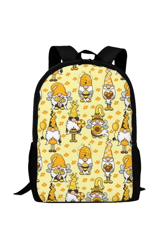 Garden Honeybee Gnomes Pattern Carry on Backpack,16.5x12.5x5.5 Personal Item Bag Carry On Backpack Water Resistant Lightweight Daypack
