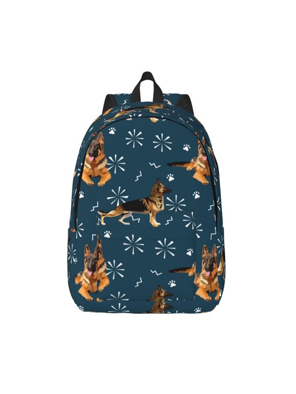 German Shepherd Dog for Canvas Backpack,Travel Rucksack Unisex Knapsack Laptop Backpack for Work & College -Small