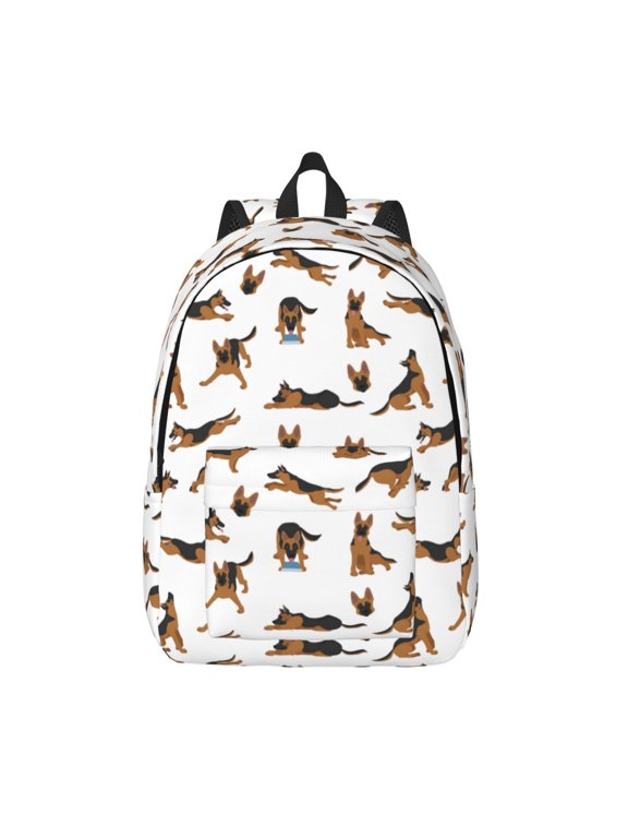German Shepherd Dog for Canvas Backpack,Travel Rucksack Unisex Knapsack Laptop Backpack for Work & College -Small