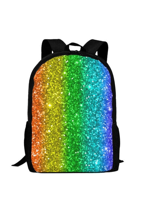 Glitter Rainbow Pattern Carry on Backpack,16.5x12.5x5.5 Personal Item Bag Carry On Backpack Water Resistant Lightweight Daypack
