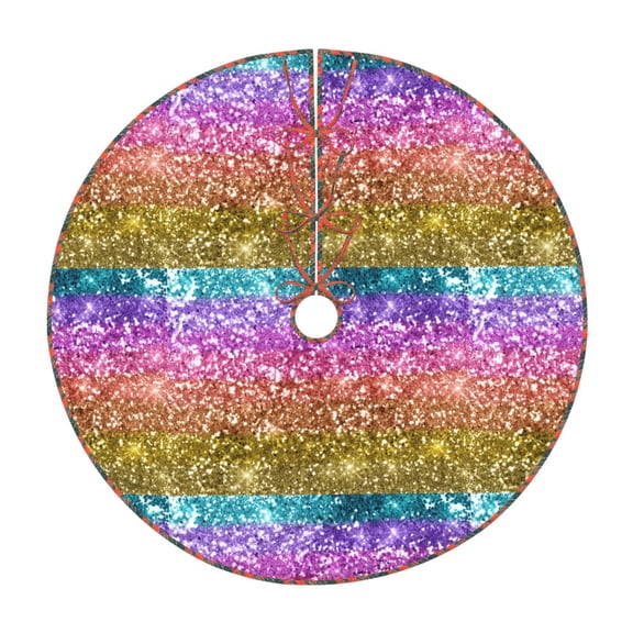 Defioc Glitter Rainbow for Christmas Tree Skirt Snowman Xmas Tree Skirt Farmhouse Christmas Decorations Tree Mat for Holiday Party Decor-30"