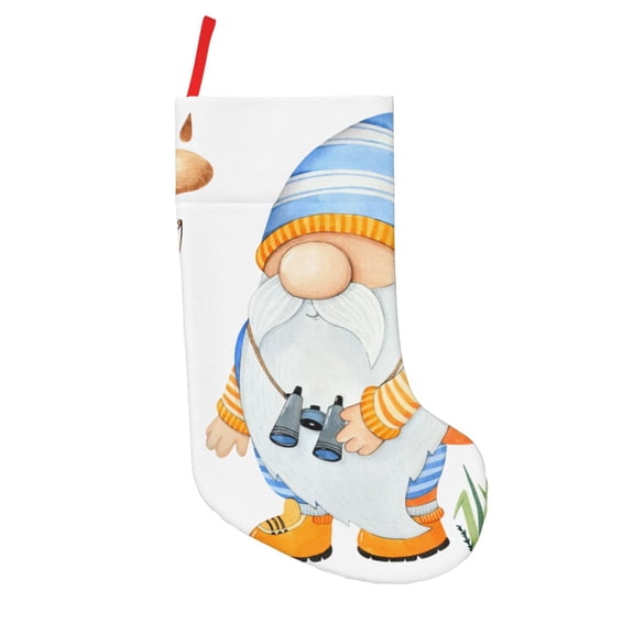 Defioc Gnome Camping Fishing for Christmas Stockings 18" Personalized Holiday Stocking for Family, Farmhouse Decor, Xmas Tree Decoration, 1 Pack