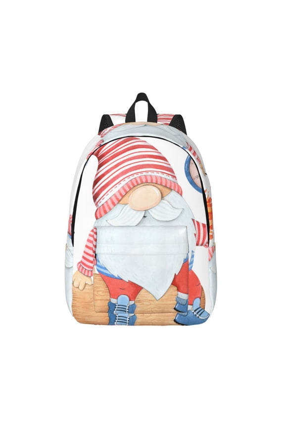 Gnome Camping for Canvas Backpack,Travel Rucksack Unisex Knapsack Laptop Backpack for Work & College -Small