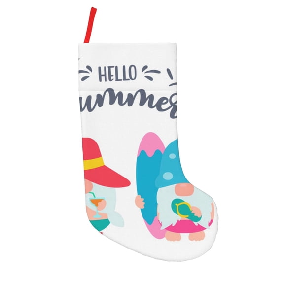 Defioc Gnomes Summer for Christmas Stockings 18" Personalized Holiday Stocking for Family, Farmhouse Decor, Xmas Tree Decoration, 1 Pack