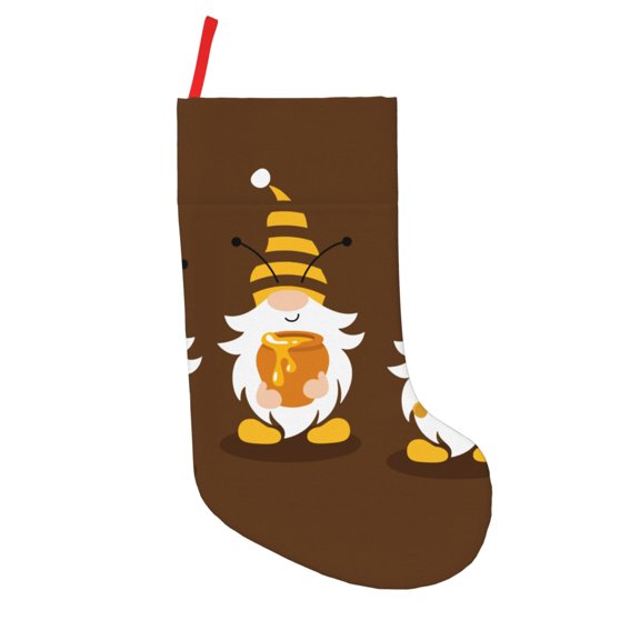 Defioc Gnomes With Honey for Christmas Stockings 18" Personalized Holiday Stocking for Family, Farmhouse Decor, Xmas Tree Decoration, 1 Pack