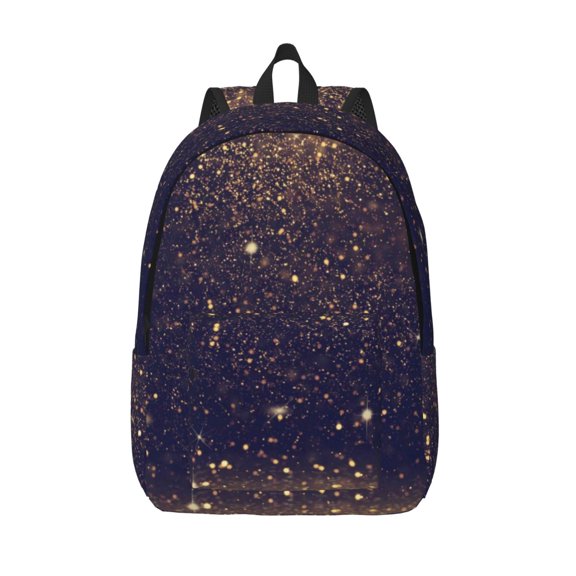 Defioc Gold Black Glitter for Canvas Backpack,Travel Rucksack Unisex Knapsack Laptop Backpack for Work & College -Medium