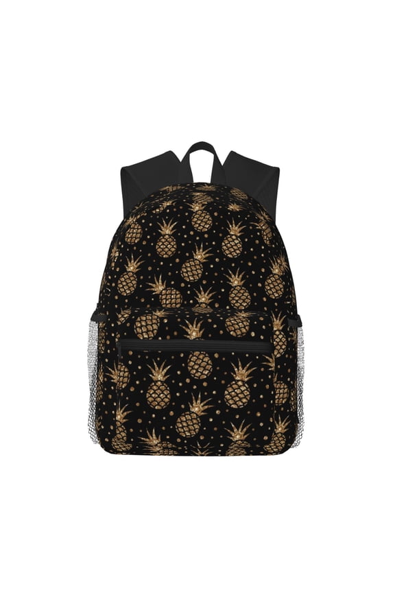 Gold Glitter Pineapples Pattern Laptop Backpack for Men and Women,Casual Backpack Dayback Sports Bookbag for Travel Running Hiking