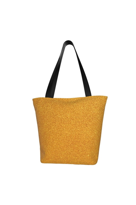 Gold Glitter Print Tote Bag for Women,Shoulder Bag with Zipper Casual Tote's Handbag Big Capacity Shoulder Bag with Inner Pocket Fit for Shopping,Office,Travel