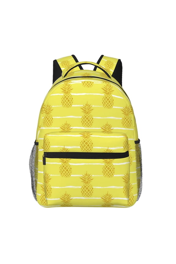 Gold Pineapple Pattern Laptop Backpack,Travel Backpack Outdoor Activities Bag Daypack for Travel Hiking Shopping Daily