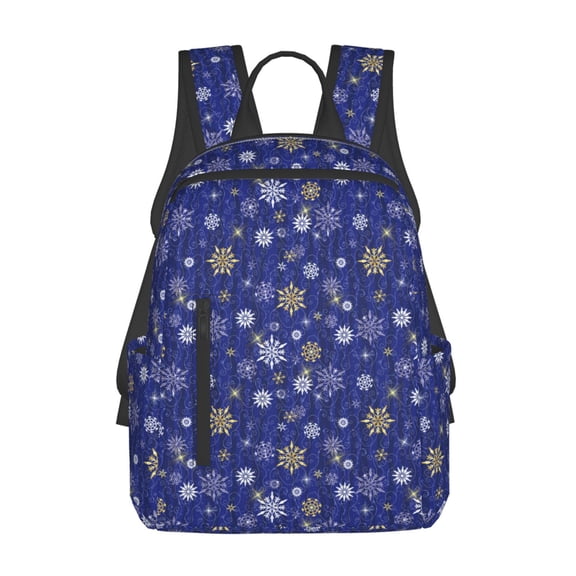 Defioc Golden Snowflakes Royal Blue Pattern Travel Laptop Backpack,Lightweight Backpack Travel Hiking Daypack Backpack Work Bag for Men Women
