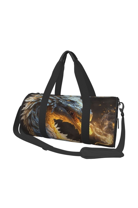Golden White Fire Dragon for Travel Duffle Bag,Weekender Bag Carry On Tote Bags Hospital Bag Large Capacity Sport Gym Bag for Men Women Fit for Trave, Gym,Weekend