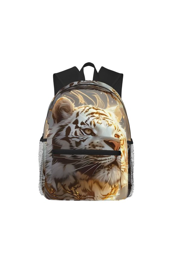 Golden White Tiger Pattern Laptop Backpack for Men and Women,Casual Backpack Dayback Sports Bookbag for Travel Running Hiking