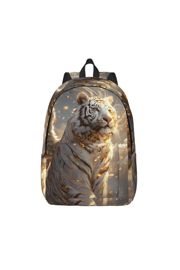 Golden White Tiger for Canvas Backpack,Travel Rucksack Unisex Knapsack Laptop Backpack for Work & College -Small