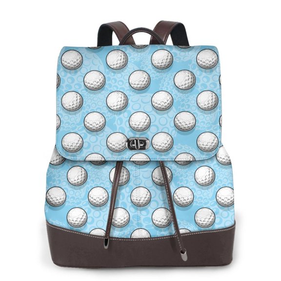 Defioc Golf Balls 1 Print PU Leather Backpack,Backpack Purse for Women Fashion Multipurpose Design Handbag Ladies Bags Travel Backpack