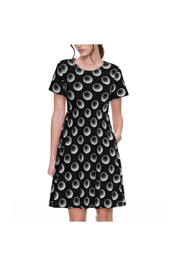 Golf Balls Pattern Womens Summer Dresses Short Sleeve Sundress 2025 Beach Vacation Dresses with Pockets -XX-Large