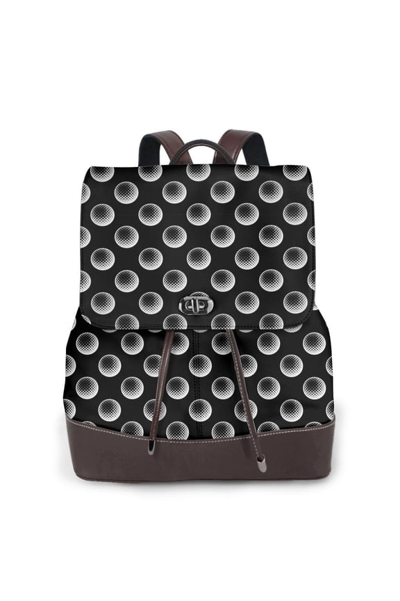 Golf Balls Print PU Leather Backpack,Backpack Purse for Women Fashion Multipurpose Design Handbag Ladies Bags Travel Backpack