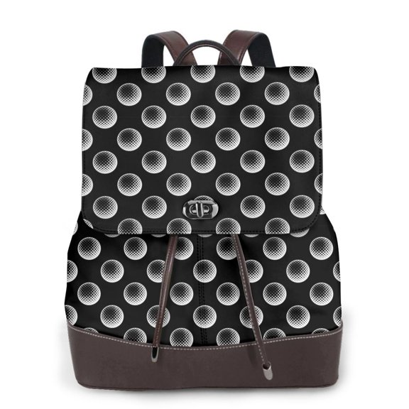 Defioc Golf Balls Print PU Leather Backpack,Backpack Purse for Women Fashion Multipurpose Design Handbag Ladies Bags Travel Backpack