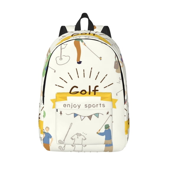 Defioc Golf Icons And Golfer for Canvas Backpack,Travel Rucksack Unisex Knapsack Laptop Backpack for Work & College -Medium
