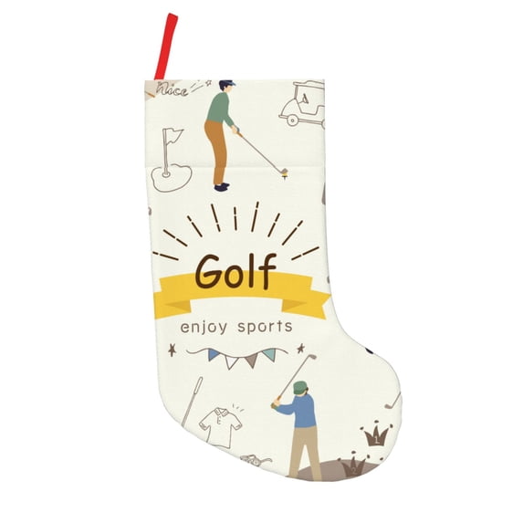 Defioc Golf Icons And Golfer for Christmas Stockings 18" Personalized Holiday Stocking for Family, Farmhouse Decor, Xmas Tree Decoration, 1 Pack
