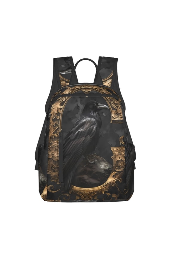 Gothic Raven Portrait Pattern Travel Laptop Backpack,Lightweight Backpack Travel Hiking Daypack Backpack Work Bag for Men Women