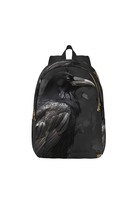 Gothic Raven Portrait for Canvas Backpack,Travel Rucksack Unisex Knapsack Laptop Backpack for Work & College -Medium