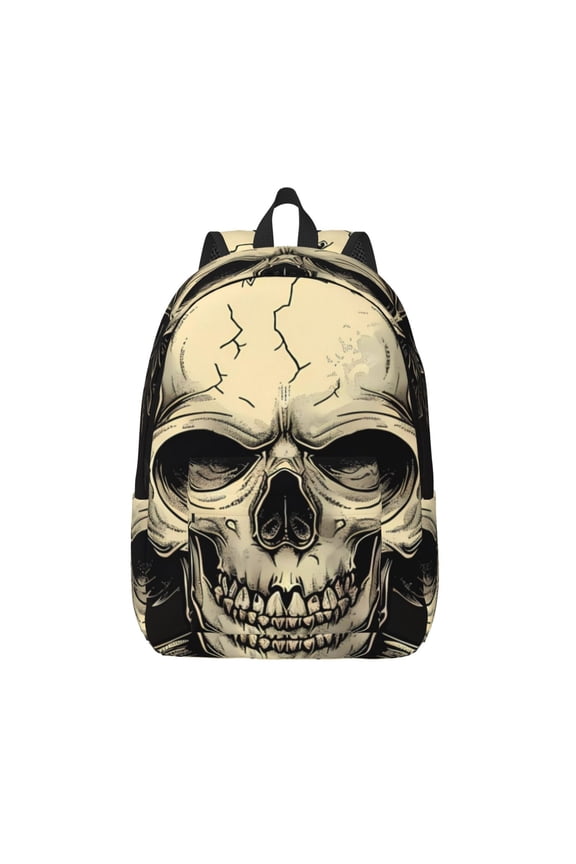 Gothic Winged Skull for Canvas Backpack,Travel Rucksack Unisex Knapsack Laptop Backpack for Work & College -Small
