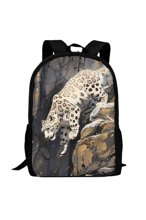 Graceful Snow Leopard Pattern Carry on Backpack,16.5x12.5x5.5 Personal Item Bag Carry On Backpack Water Resistant Lightweight Daypack